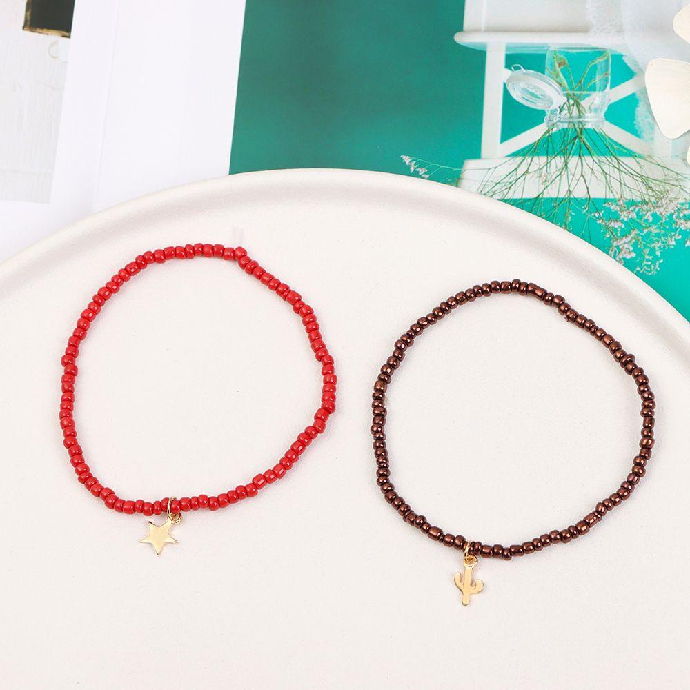 R-flower 4PCS/SET Gelang Kaki Multilayer Elastisitas Pantai Lucu Campur