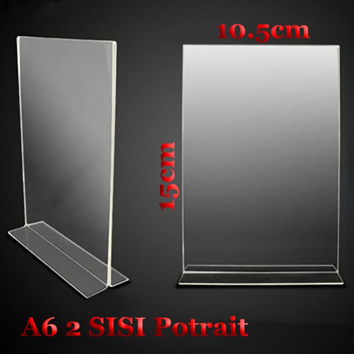 Acrylic Brosur 2 sisi A6 Potrait - Akrilik Tempat Tent Card Display