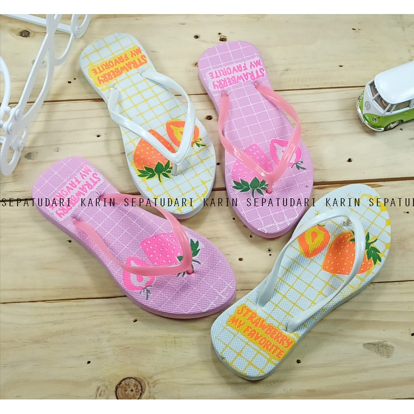 Sepatudari Karin Realpic Sandal jepit wanita dengan warna warna  dan motif kece KR SDF004