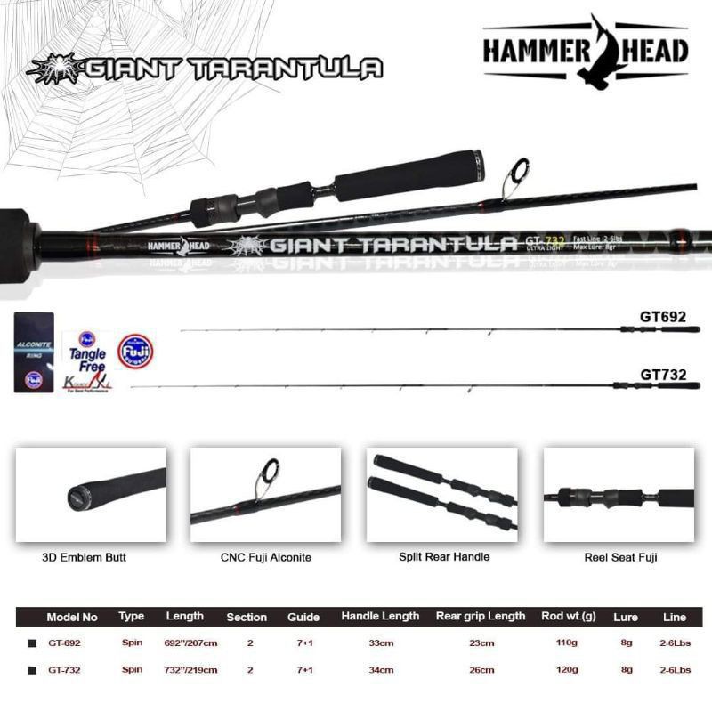 JORAN SPINNING CARBON UL HAMMERHEAD GIANT TARANTULA GT-692 GT-732