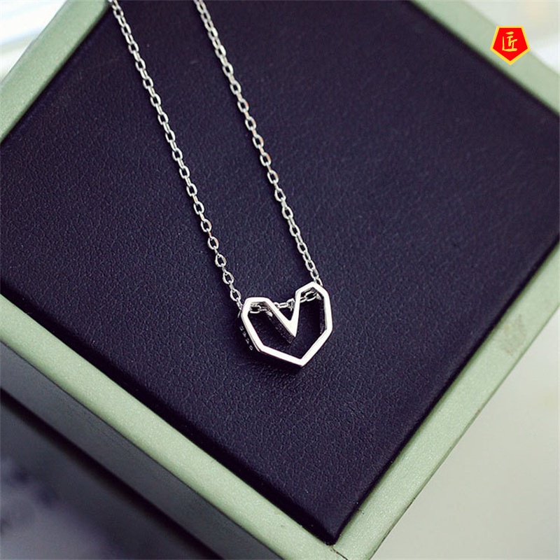 [Ready Stock]Women's Hollow Heart Necklace Korean Chic Simple Sweet Style