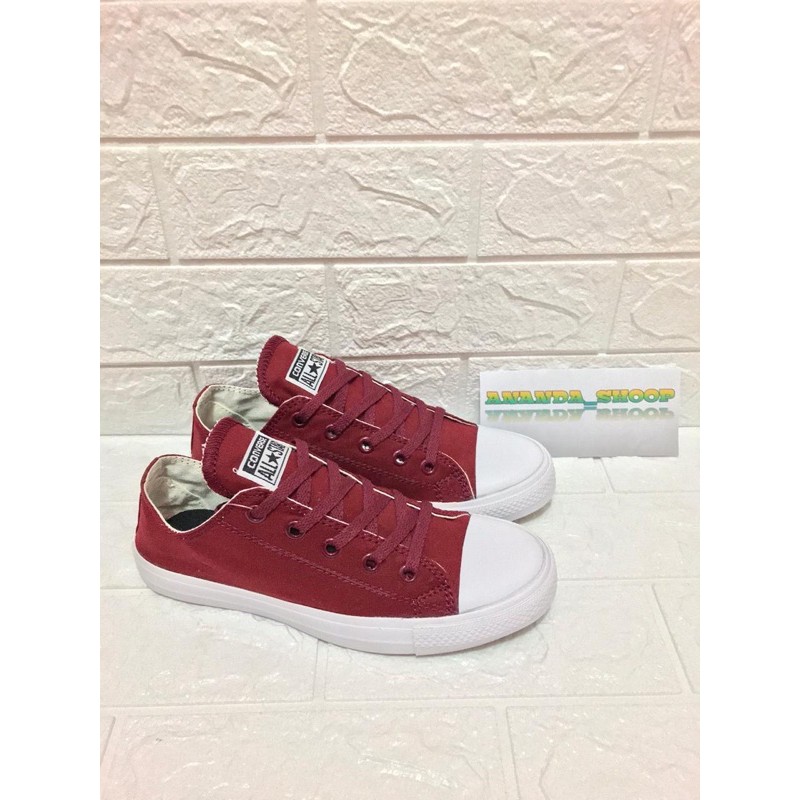 Sepatu sneaker sekolah ct2 maroon +box