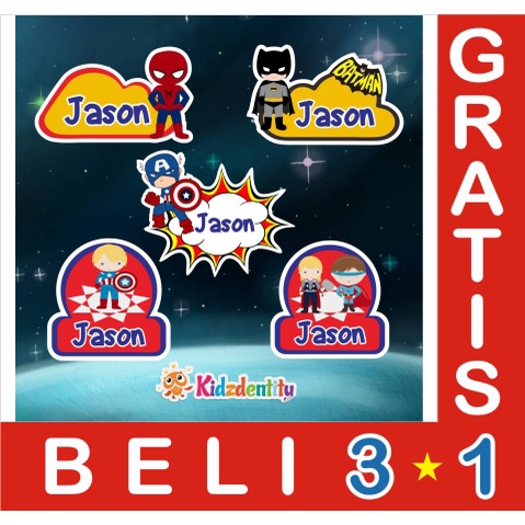

LABEL NAMA CUTE SUPERHERO