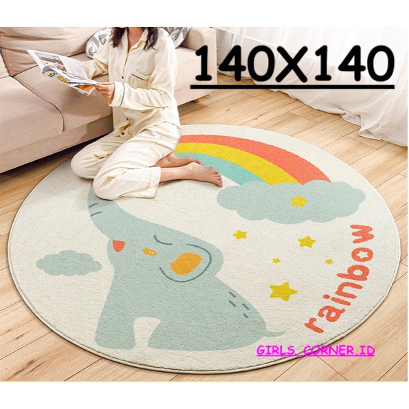 KARPET BULU BULAT MODERN MINIMALIS LUCU KOREA DIAMETER 140CM