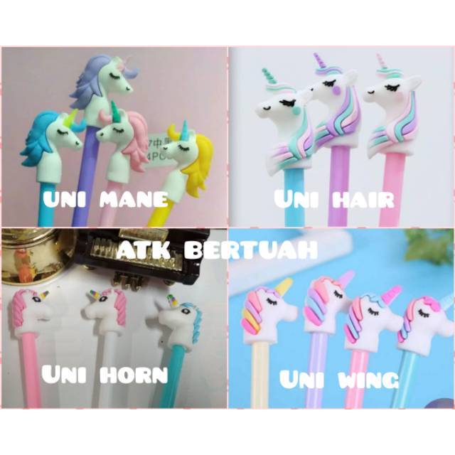 SELUSIN ISI 12 BUAH PEN PULPEN GEL KEPALA LUCU UNICORN SELUSIN ISI 12 BUAH PEN PULPEN GEL KEPALA LUCU UNICORN