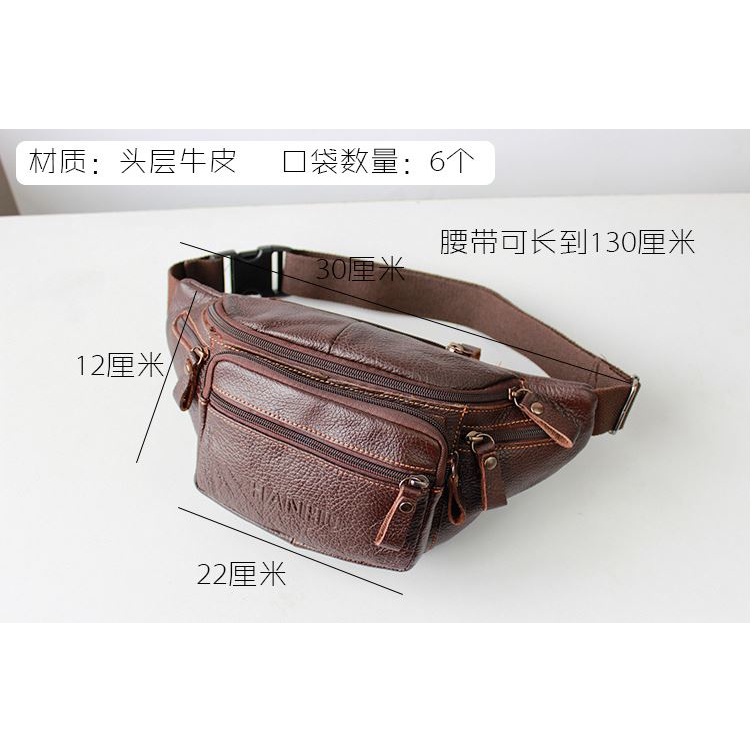 Kulit Sapi Asli Tas Pinggang Waist Bag Pria Import