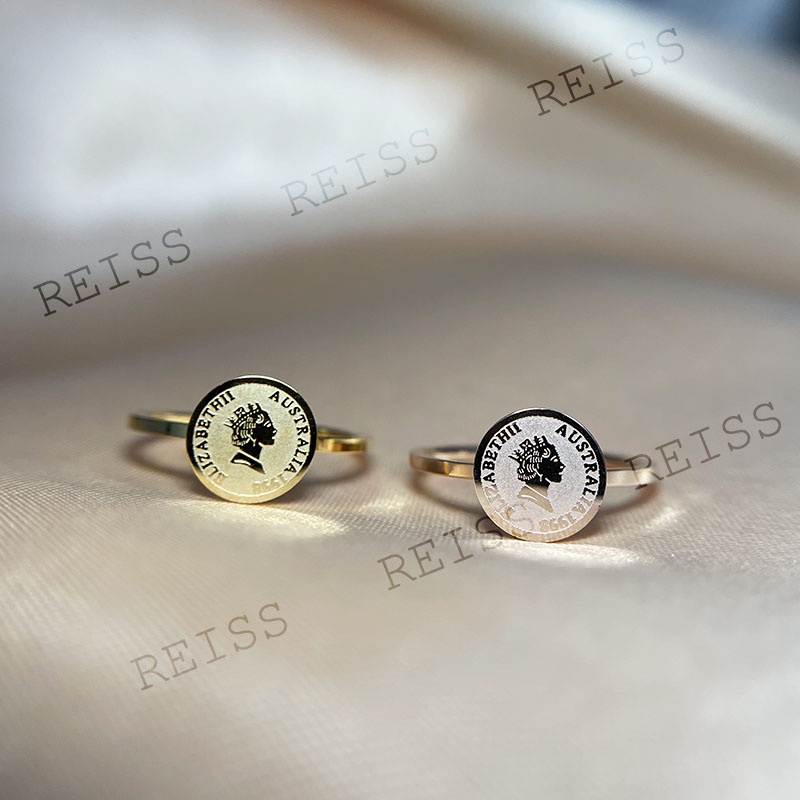 Cincin Set Titanium Wanita Anti Karat Fashion Korea Koin Bulat N30092100