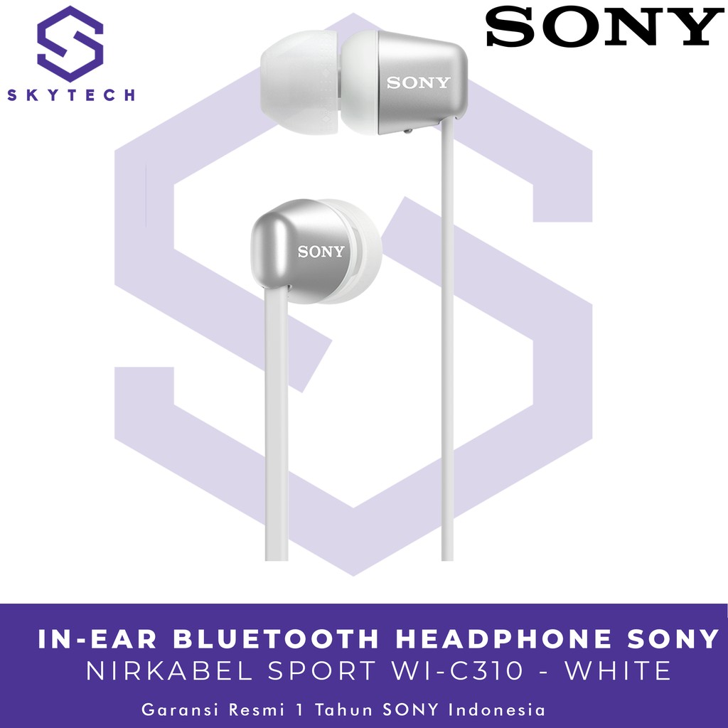 EARPHONE BLUETOOTH SONY WI C310 WHITE ORIGINAL GARANSI RESMI