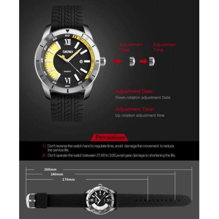 Jam Tangan Pria Analog Casual SKMEI 9151 Original Anti Air - Kuning
