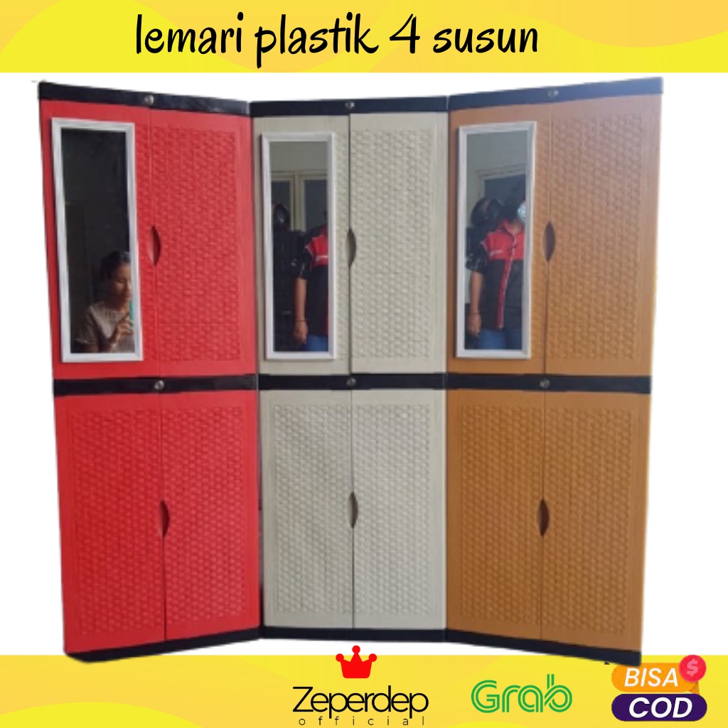 lemari plastik pakaian 4 susun kaca motif murah lemari pelastik 4 susun murah 4 pintu pakaian baju p