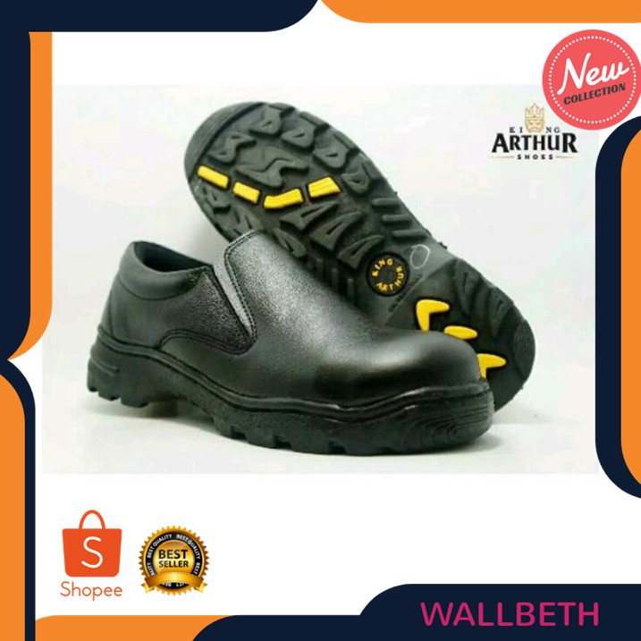 SEPATU SAFETY BOOTH slip on KING ARTHUR kulit ujung besi home industri Cibaduyut Bandung