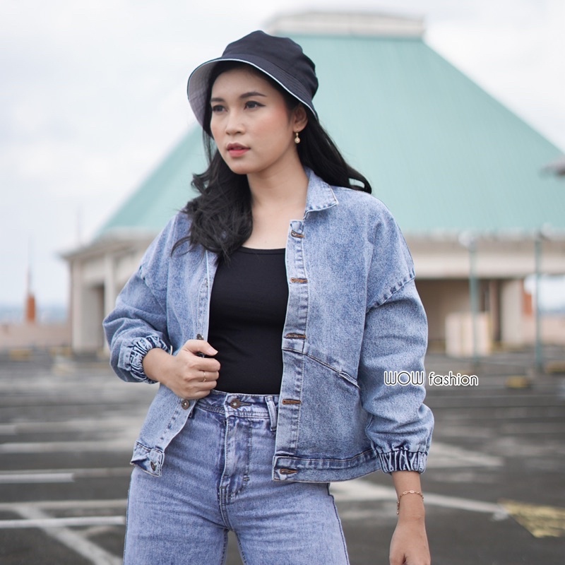 WOW-GVRS Jaket Jeans Wanita Premium / Jaket Jeans Oversize