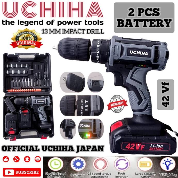 bor baterai drill beton 42v 13mm besi japan impact cordless UCHIHA