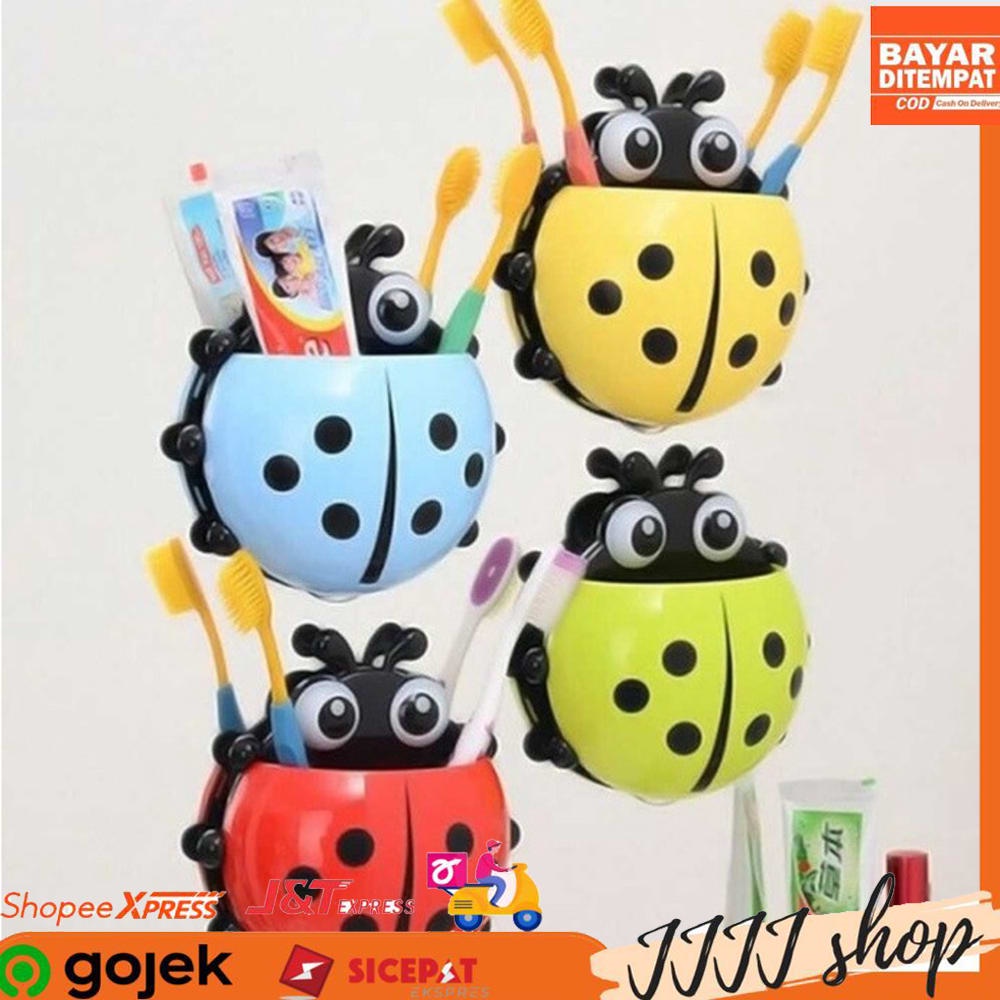 Tempat Sikat Gigi Odol Sisir Anak Kumbang Ladybug Holder Tempel Kaca