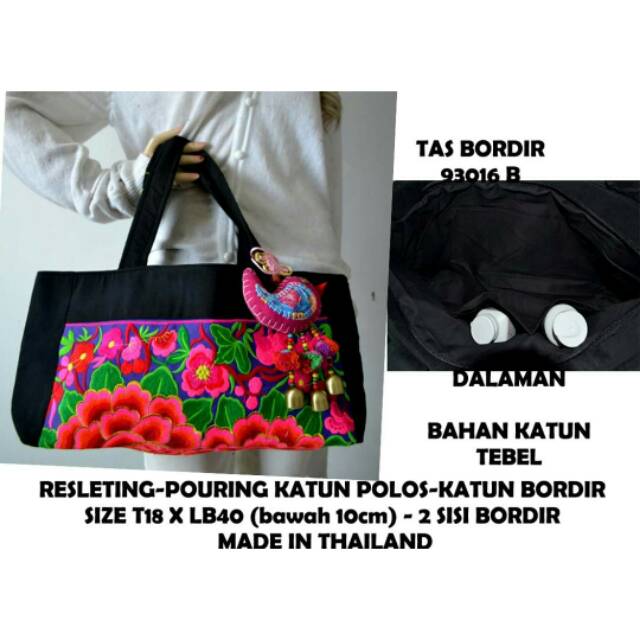 Tas Cangklong Bahu Bordir Thailand 2 Sisi ORI Import Bangkok 93016 + Gantungan