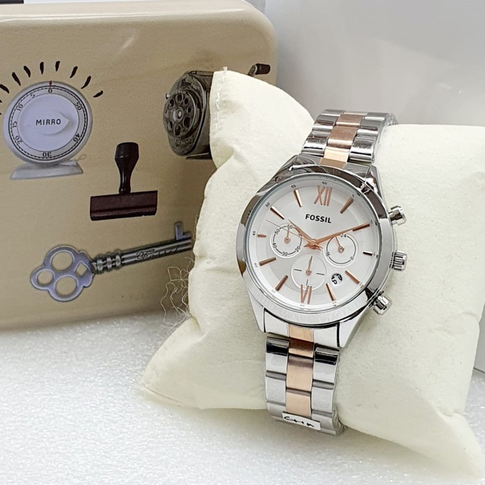 JAM TANGAN WANITA | FS ORIGINAL RANTAI STAINLESS DATE CHRONO 0N. SLVR