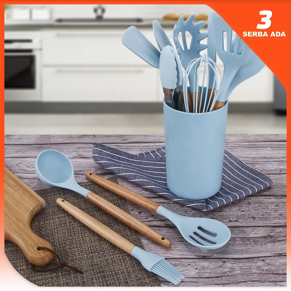 Alat Masak Set Tahan Panas / Kitchen Tools Set Gagang Kayu / Peralatan Masak Set Tahan Panas