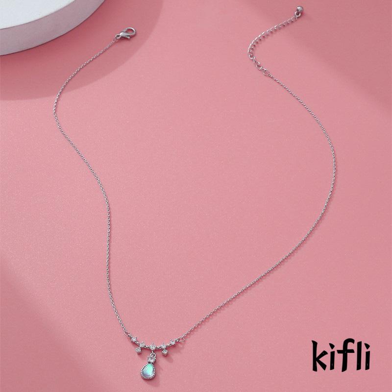 Kalung Desain Water Drop Aksen Moonstone Untuk Wanita