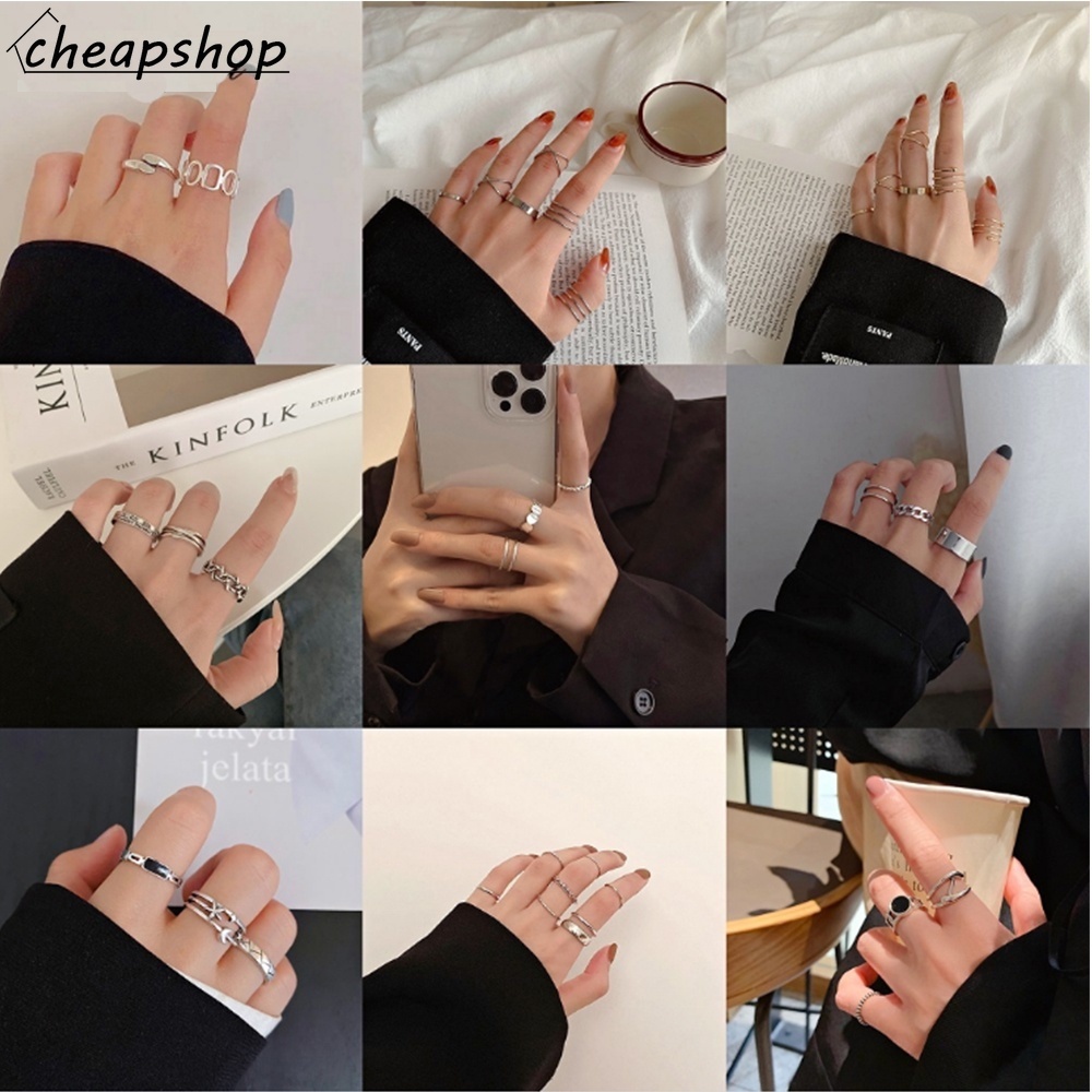 IFYOU 3pcs / Set Cincin Wanita Warna Emas / Silver Gaya Korea Untuk Hadiah