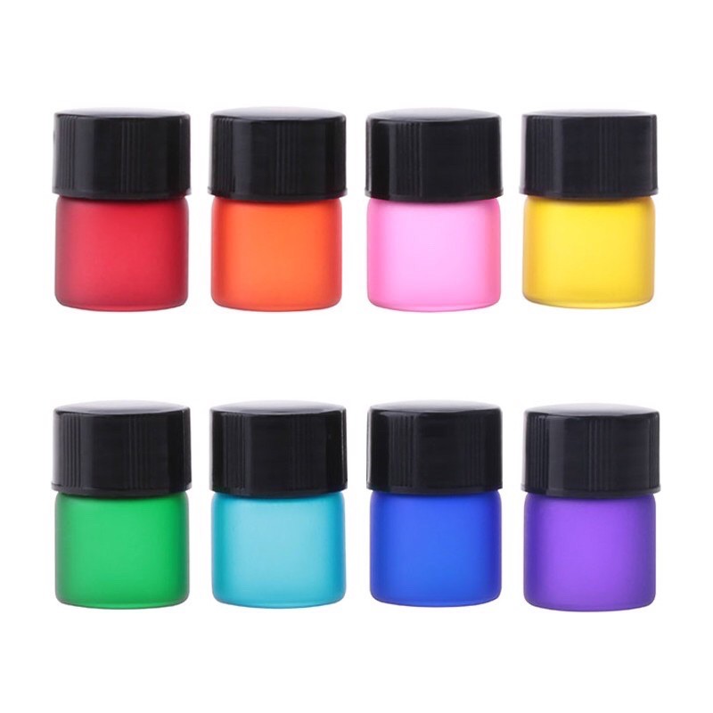 Botol Sample 1ml Botol Kaca 1 ml Colorfull Frosted Essential Oil Dropper Tetes Filler