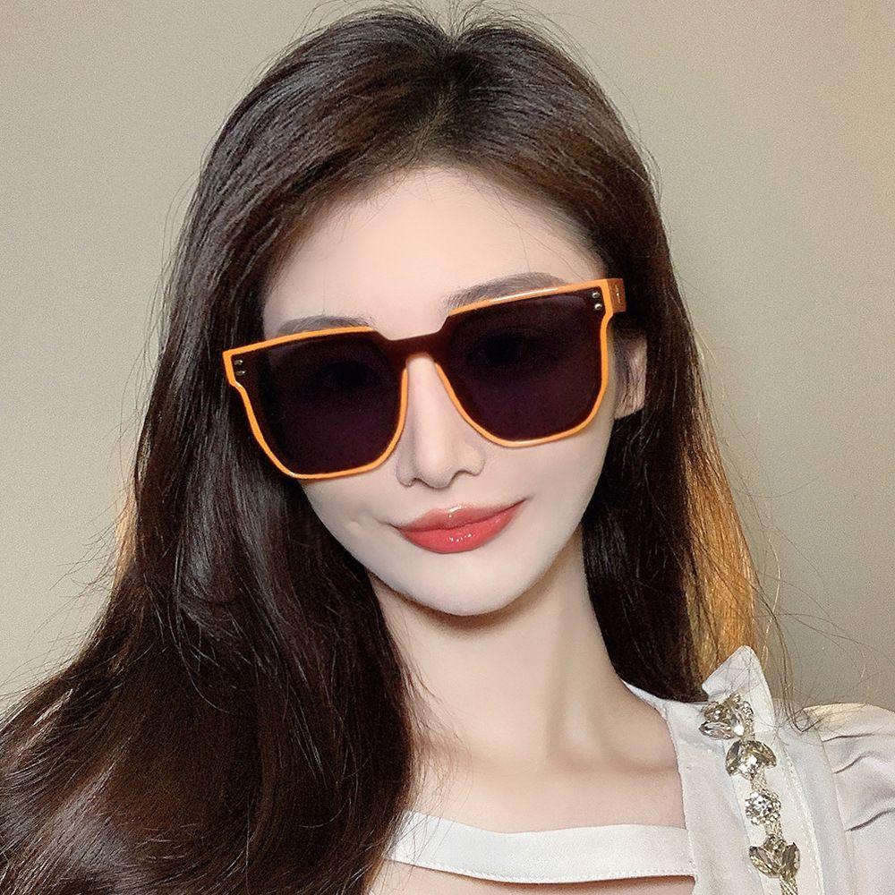 Mxbeauty Square Sunglasses Kaca Mata Anti Radiasi Untuk Wanita Perlindungan UV Bingkai Besar Perlindungan Kacamata Perempuan Korea Beras Kuku Anti Radiasi Kaca Wanita Kacamata