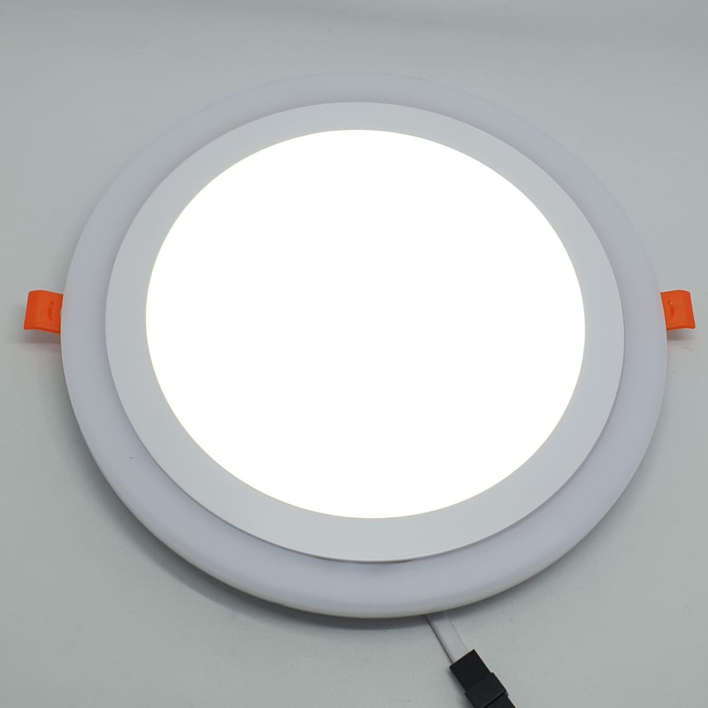 RC Lampu Led Panel BULAT INBOW 2 Warna 18w Tengah Putih + 6w Lis Kuning SNI (DL 24,2cm / DD 20cm)