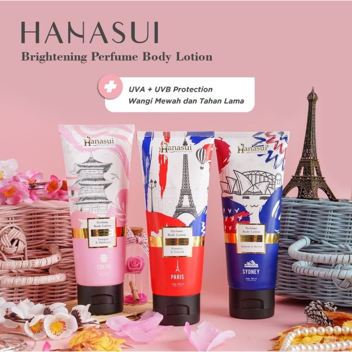 HANASUI Perfume Body Lotion 180mL UVA UVB Protection | Sydney Tokyo Paris parfum losyen (KIM)