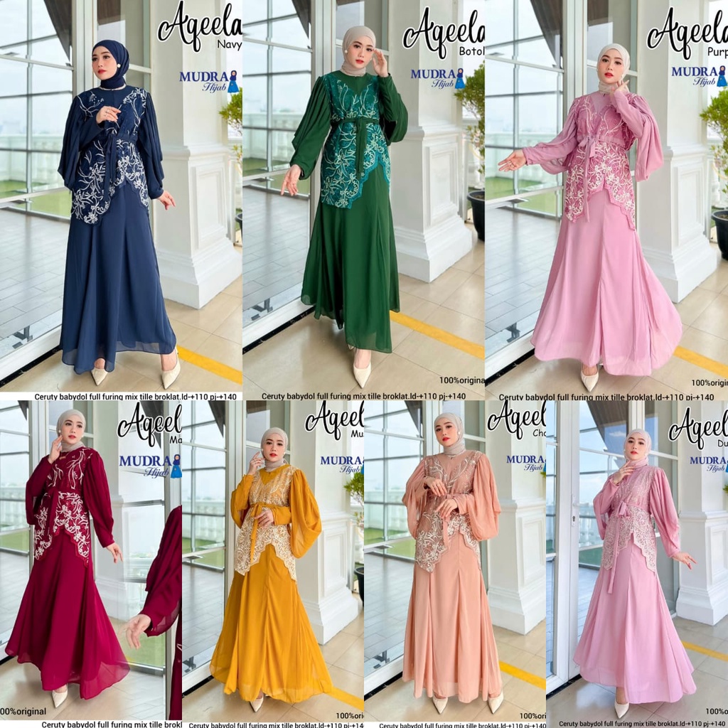 AQEELA DRESS GAMIS PESTA MAXY SYARÍ WANITA BY MUDRA HIJAB