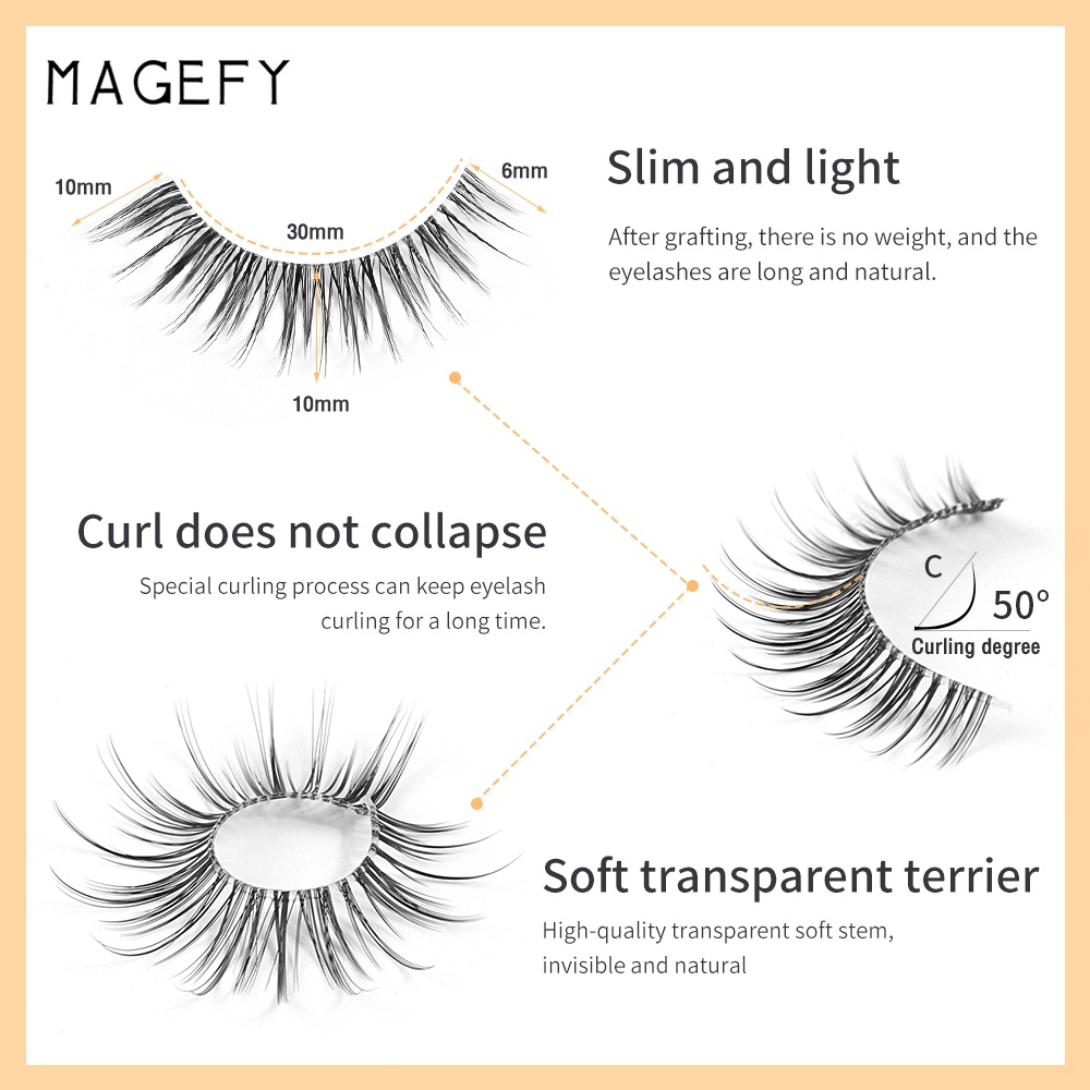 MAGEFY 3 Pasang/Set Bulu Mata Palsu Eyelash Lembut Alami Untuk Riasan Harian 7214