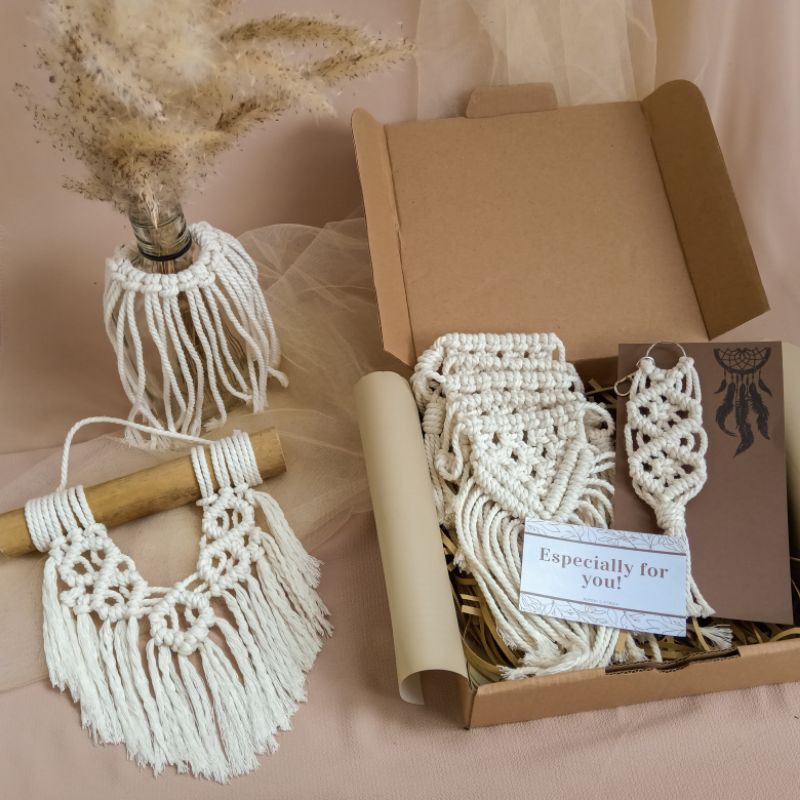 Gift Box Macrame B, Rustic gift box, gift box unik, gift box murah