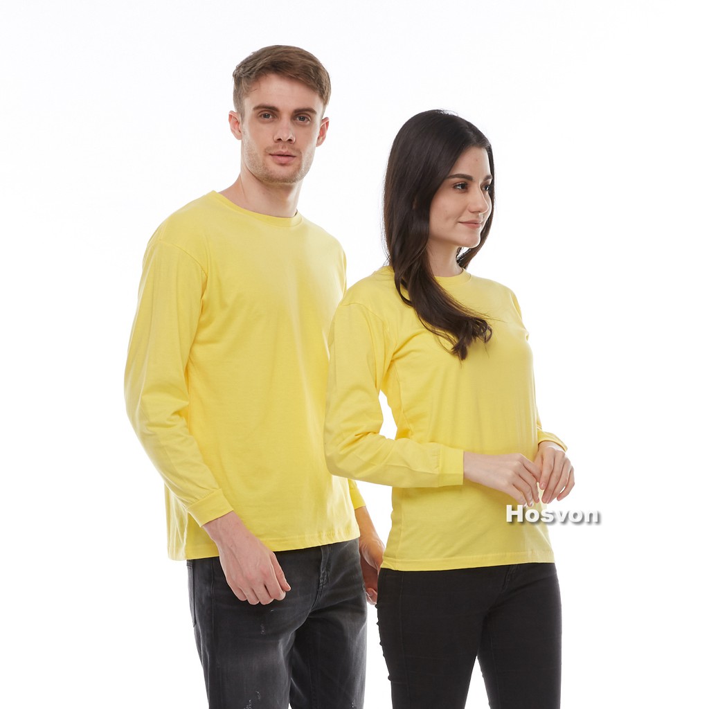 KUNING KENARI Cotton Combed 20s Lengan Panjang Size M - XXL (PRIA &amp; WANITA)