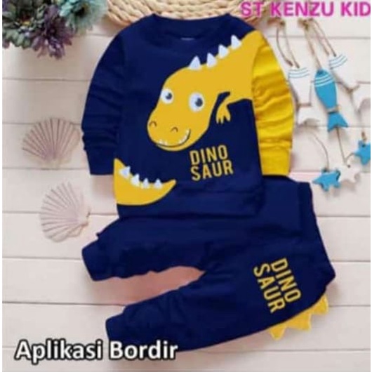 stelan sweater jogger anak motif DINO KENZU 1-6 THN