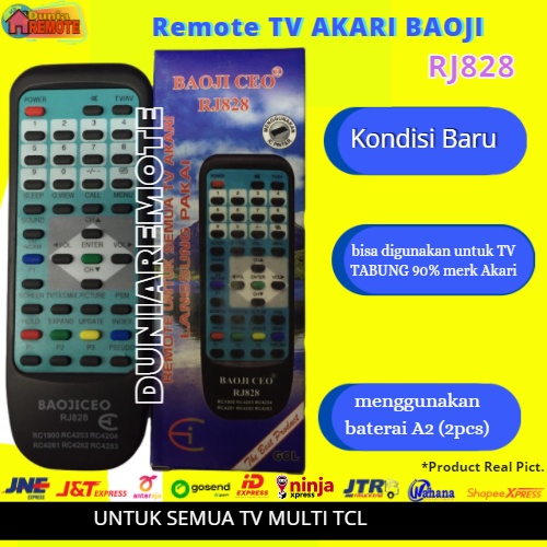 Remot Remote TV Tabung Slim Flat AKARI series tanpa setting