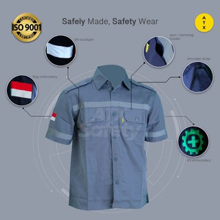 Wearpack Safety Baju Kerja Lapangan Lengan Pendek Merk ATX Abu Abu