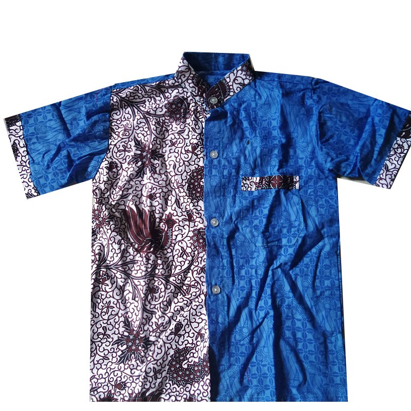 Baju Koko Anak Kombinasi Batik Embos