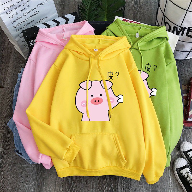 S - XXXXXL(6XL) Hoodie KISS PIG Bigsize OVERSIZE Jaket Wanita Pria Cartoon 5XL 4XL 3XL 2XL XL L Jumper Jacket Korean Harajuku Style Jumbo Hijau Matcha