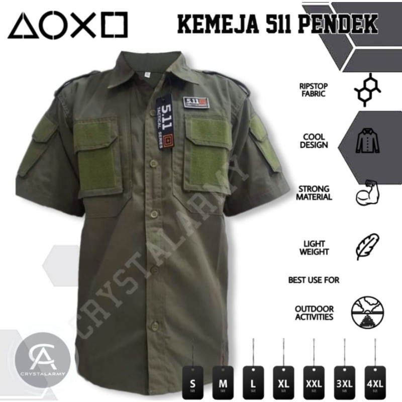 kemeja Tactical 5.11 pendek | Baju Kemeja Taktikal Lapangan | Polisi | Army