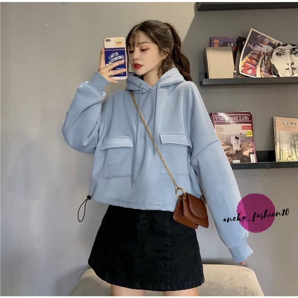 SEYOL POCKET HOODIE SWEATER WANITA OVERSIZE - HOODIE WANITA KOREA