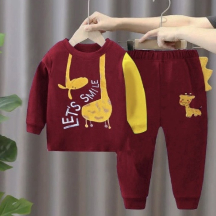 SETELAN ANAK SWEATER KEKINIIAN 0-7 TAHUN-MAROON JERAPAH