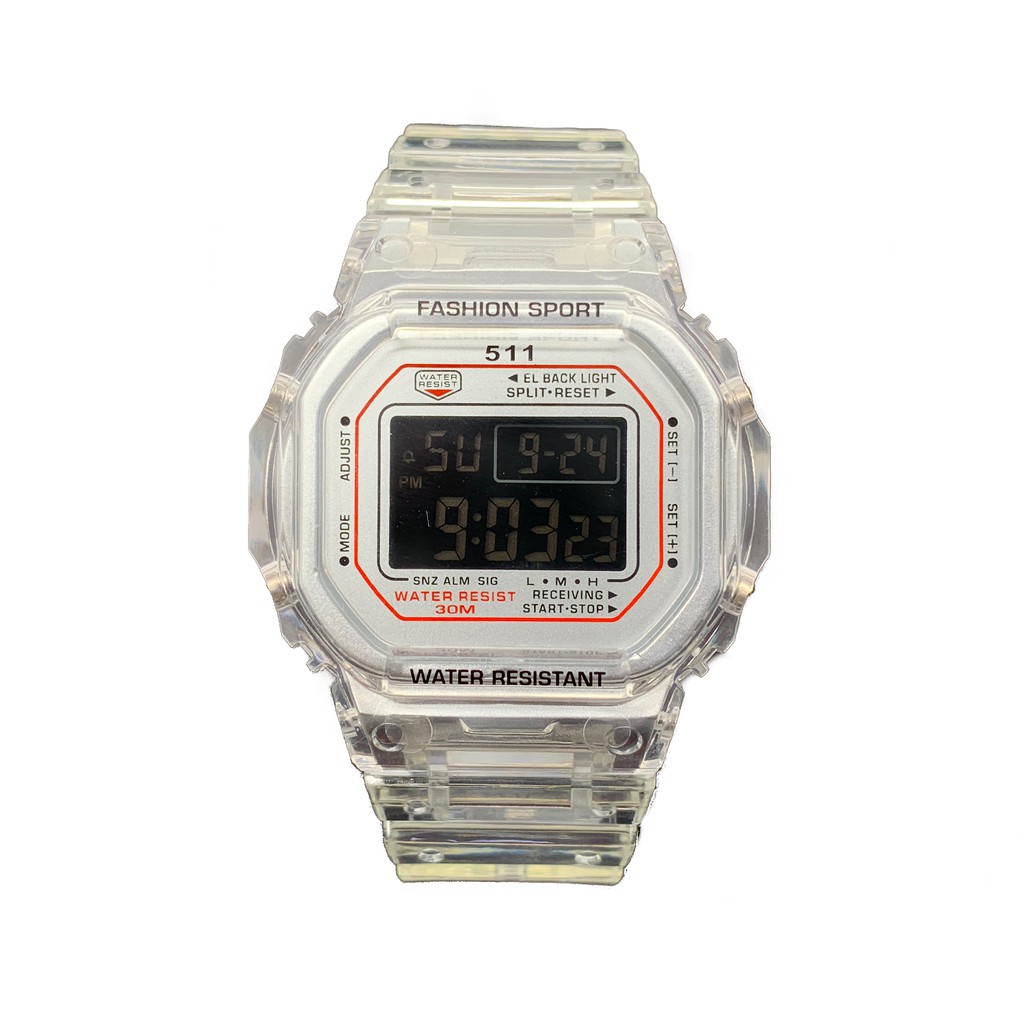 READY 7 WARNA Jam Tangan Wanita Digital Sport Strap Rubber Transparan Water Resistant