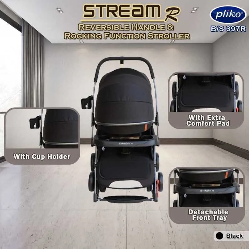 Stroller Pliko Stream R 397R Reversible Handle &amp; Rocking Function Kereta Dorong Bayi