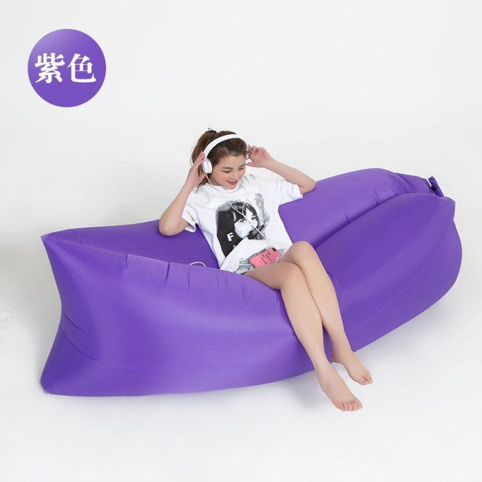 Lazy Bag Lay Bag Air Bed Sofa Angin Sofa Pantai Traveling Lazybag - Ungu