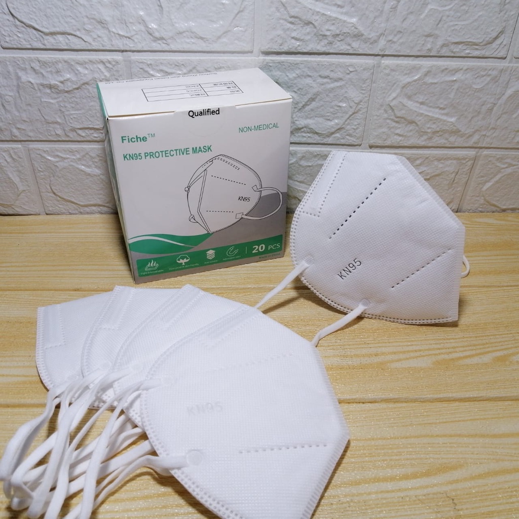 Masker KN95 Earloop 5Ply/KN95 Fiche/KN 95 Import Original 5 ply/KN95 Protective Facemask isi 20Pcs P