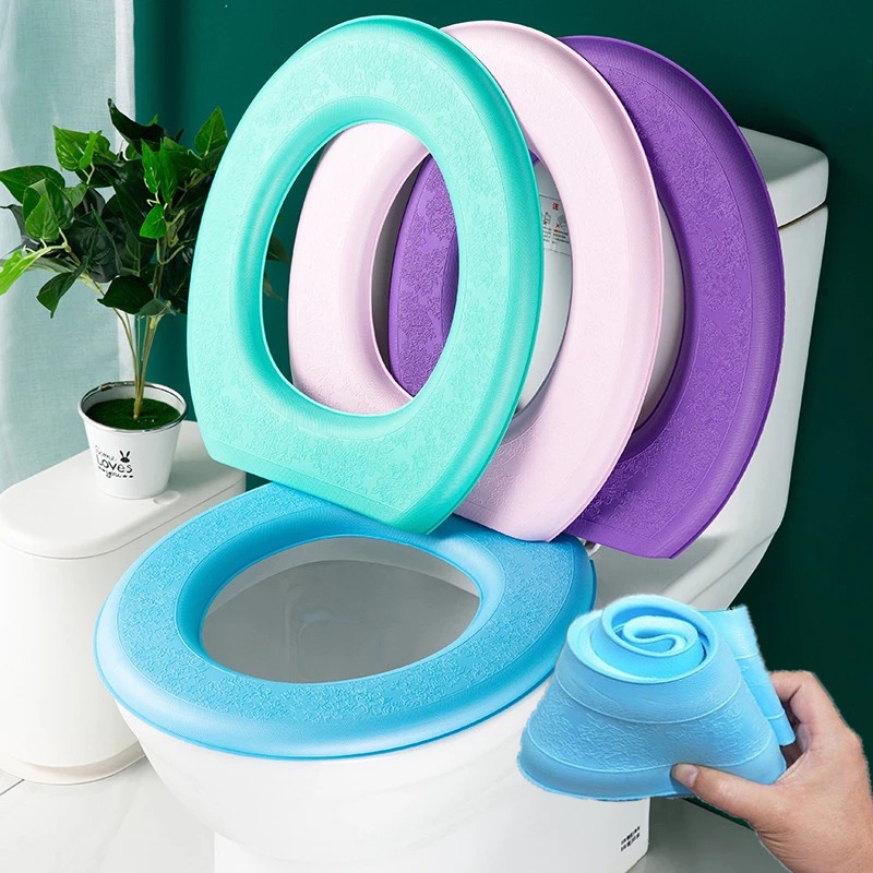 Cover Dudukan Toilet Bentuk O Bahan EVA Lembut Tahan Air Untuk Kamar Mandi