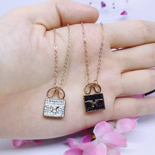 Kalung Titanium Tas Nikita Nikmir Anti Karat &amp; Alergi Full Permata KT-22