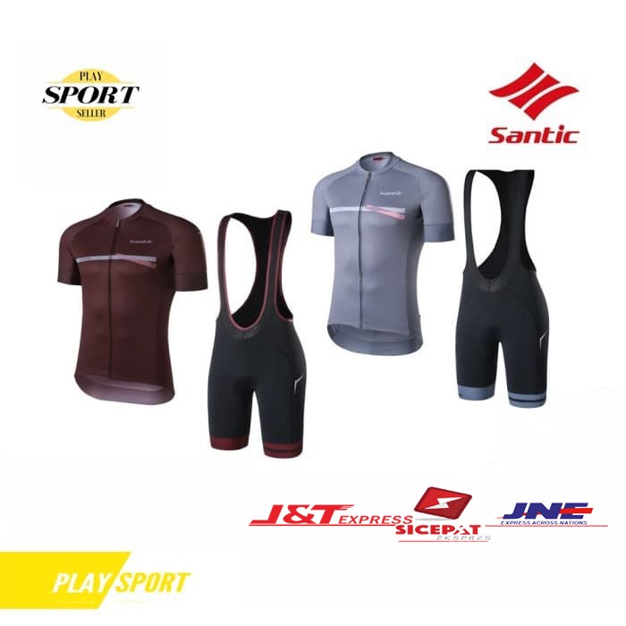 Setelan Jersey Sepeda SANTIC WM0CT081 Cycling Jersey Short Set Bike - Maroon, S
