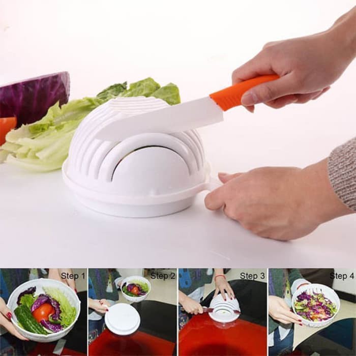 Salad Cutter Bowl Mangkuk Alat Pemotong Sayuran Pisau Dapur Kitchen