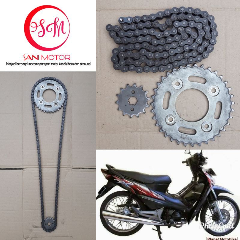 Gear Set Supra Fit X Gear Depan + Gear Belakang + Rantai