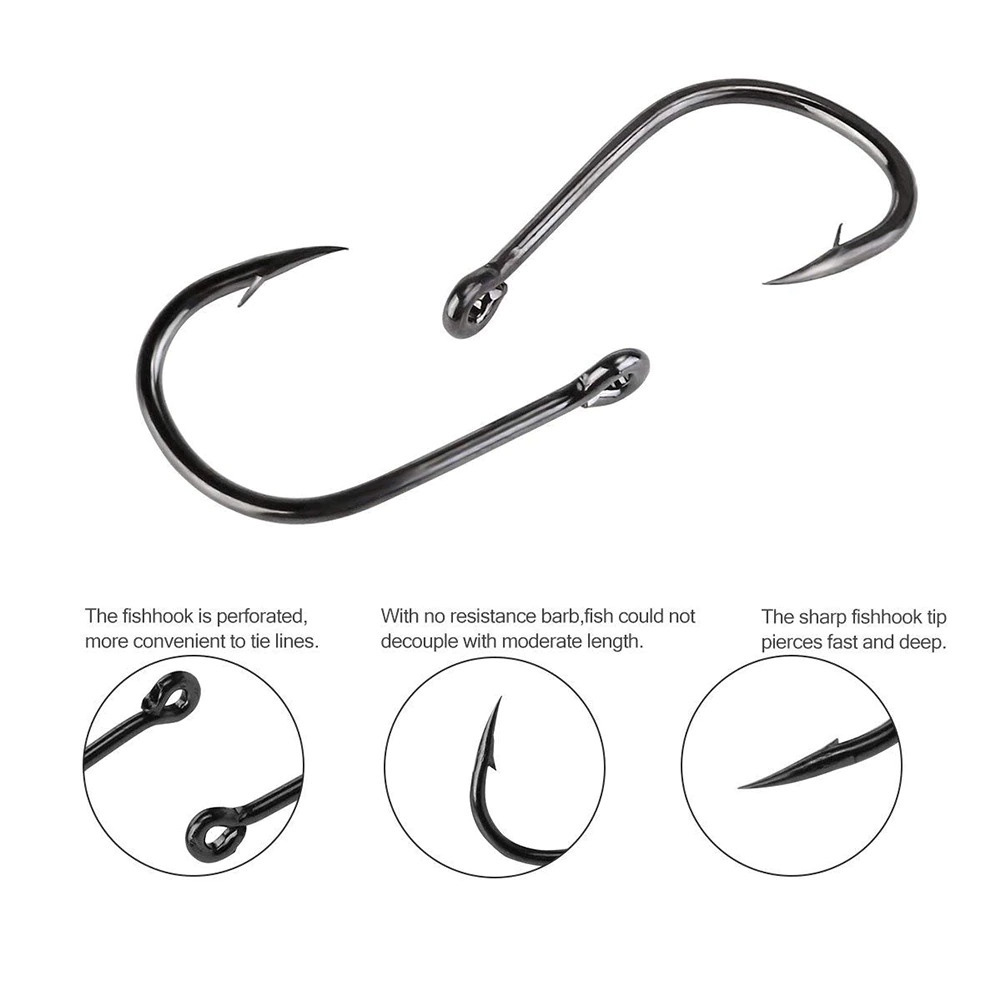 GSV izhni kail pancing fishing hook barbed carp tackle no 3-12 set 100 pcs - iz2300 - black Or-i