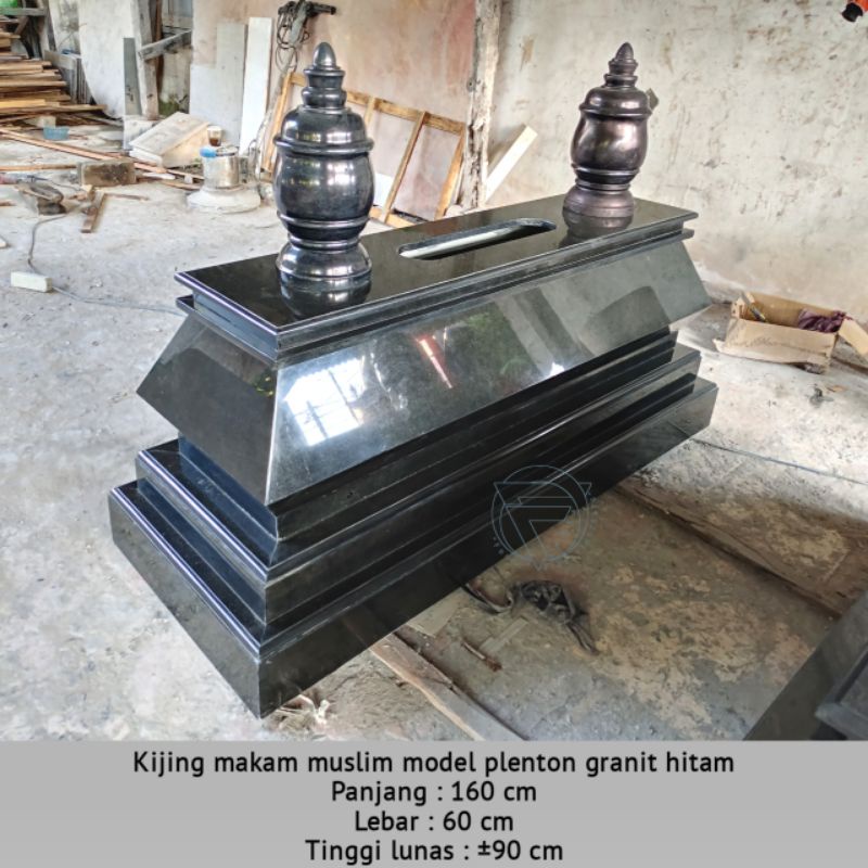 Kijingan makam model plenton bahan full batu alam granit hitam 160x60